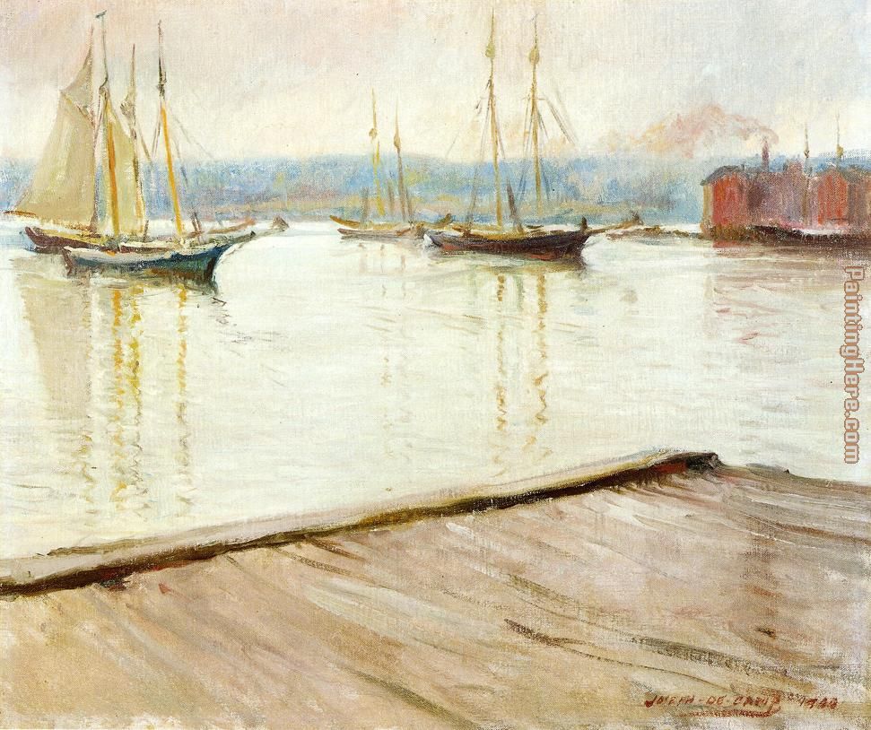 At Gloucester aka Gloucester Harbor painting - Joseph DeCamp At Gloucester aka Gloucester Harbor art painting